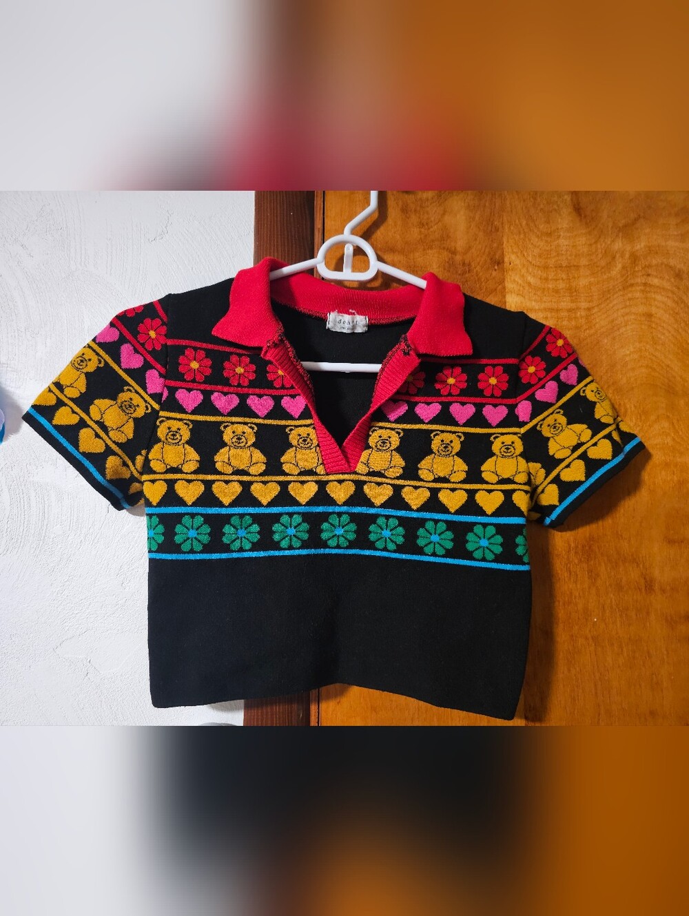 Dreamers By Debut Vintage Style Teddy Bear Crop Top